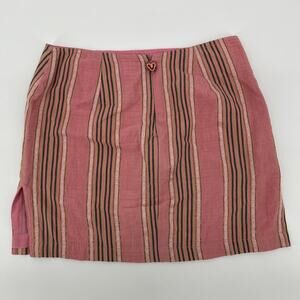 Paul Ropp Mini Skirt Womens Size 6 Pink Striped Jacquard Lined Bali Boho